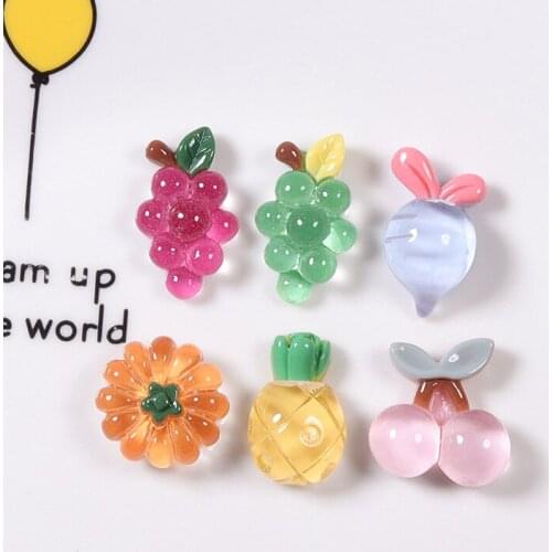 10pcs Resin Fruit Grape Pineapple Cherry Flatback Cabochons Embellishment DIY Wedding Hairpin Accessories Scrapbook Craft