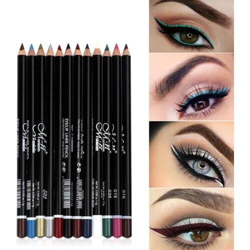 12pcs/set Eyeliner Pencil Solid Long Lasting Waterproof Eye Liner Black Colored Liner Pencil for Make Up Tools Durable Lip Liner