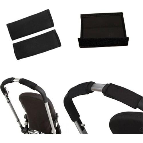 2pcs/Pair New Baby Stroller Accessories Carriage Front Handle Pram Black Neoprene Magic Tape Bumper Bar Cover Bebek Arabasi