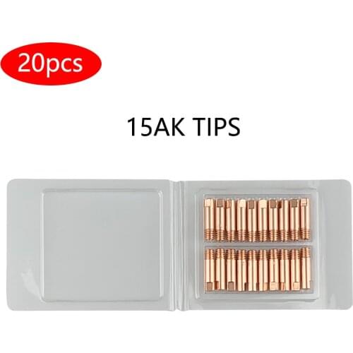 20pcs 14AK 15AK Mig mag welding torch gun contact tip M6 copper 0.6/0.8/1.0/1.2mm