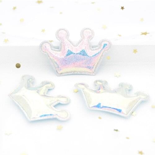 8Pcs Glitter Powders Colorful PU Fabric Crwon Appliques Padded Patches for Crafts DIY Headwear Hair Clips Decor Accessories G16