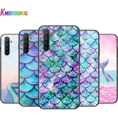 For OPPO A5 A9 2020 F7 Phone Cover Shell Mermaid Tail Bling for OPPO Reno 2 Z 2Z 2F 3 4 Pro 5G Bright Black Phone Case