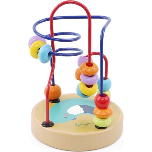 Infant Mini Cartoon Pattern Around Beads Puzzle Toy Wooden Early Educational Toys Children Kids Mini Around Beads Toy 6 Styles