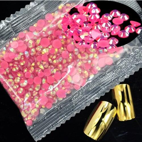 DIY Nail Gems 1000pcs 2 3 4 5mm Mixed Sizes Resin Rhinestones Flatback Round Glue On Non Hotfix Stones Appliques For Craft