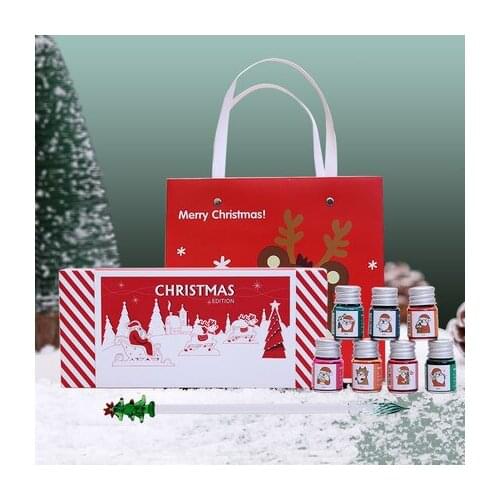 Tramol Christmas Series Glass Dip Pen Color Ink Gift Box Suit ,christmas Gift, Ink Pen