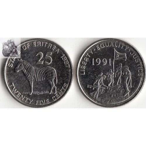 Eritrea 25 points 1997 edition Coins Africa New Original Coin Unc Collectible Real Rare Commemorative