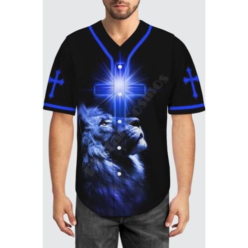 Baseball Jersey Beach Summer Jesus Lion 3D All Over Printed Mens Shirt Casual Shirts hip hop Black tops 08