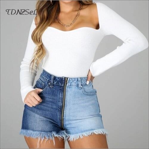 Summer Women High Waist Splicing Denim Shorts Fashion Ladies High Street Tassel Water Wash Jeans Stretch Slim Zipper Hot Pants