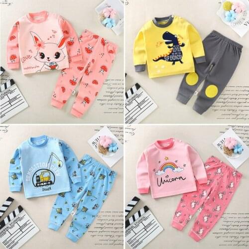 Fashion Animal Cartoon Pattern Cotton Girl Boy Baby Sets Autumn Winter Long Sleeved Trousers Kids Clothes Baby Tracksuit