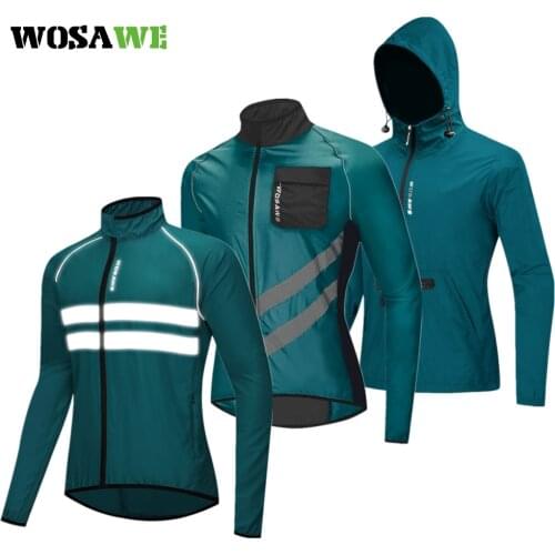 WOSAWE Men Summer Cycling Jacket Thin Sunscreen Windproof Cycling Jersey Windcoat Ultralight Reflective Water Repellent