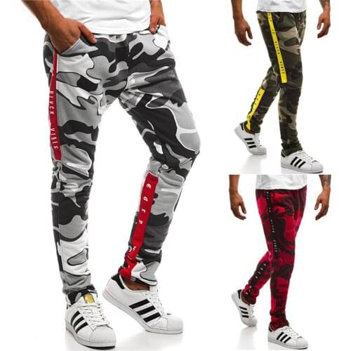 Men’ s Trousers Camouflage Print High Waist Pants Straight-Leg Pants for Spring Fall, Army Green/Black White/Red
