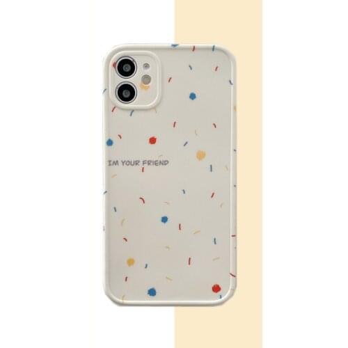 Sweet color doodle painting Retro art Phone Case For iPhone 12 11 Pro Max Xr Xs Max 7 8 Plus 12 mini 7Plus case Cute Soft cover