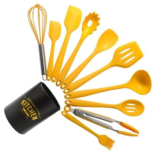 Silicone Cooking Utensils Set Heat Resistant Non-Stick Kitchen Utensils Kitchenware Baking Tools With Storage Box Cookware Set