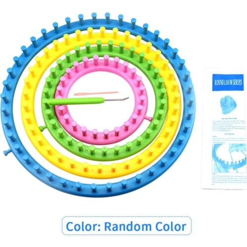 4pcs DIY Craft Portable Round Scraf Maker Crochet Hook Sweater Sock Weaving Random Color Sewing Tool Handmade Knitting Looms Set