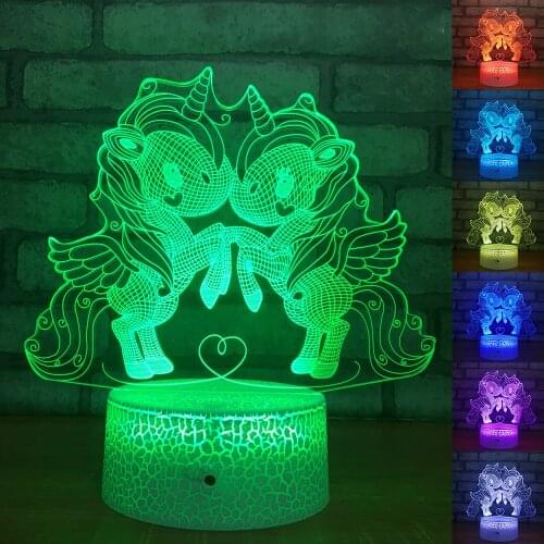 Nighdn 3d Night Light Led Usb Touch Remote Control 3D Unicorn Table Lamp Gifts for Birthday Party Bedroom Decoration Nightlight