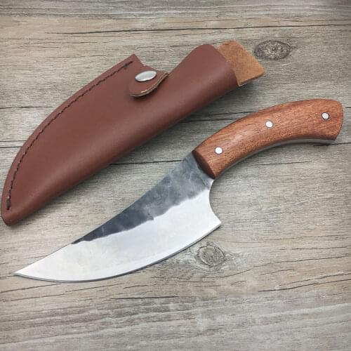 Sharp High-carbon steel Hand made fixed hunting knife 58HRC Rosewood handle survival camping tactical rescue knife