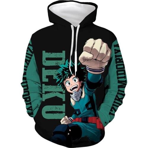 Midoriya Izuku Pullover Hoodie Polyester School My Hero Academia Deku 3D Printed Men Women Unisex Hip Hop Coat Sportswear