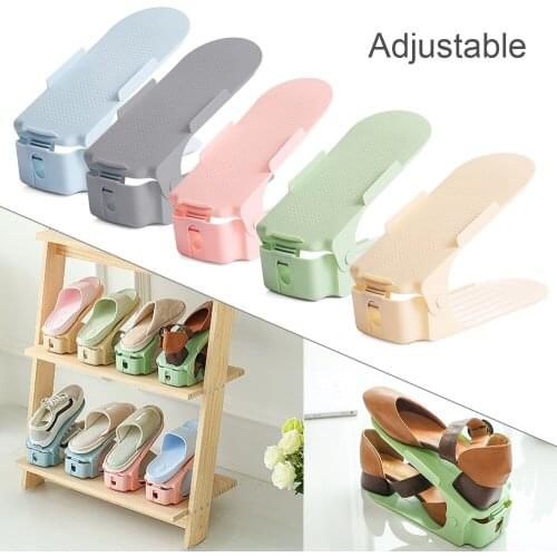 5PCS Adjustable Strong Home Shoe Slots Organizer Space Saver Rack Inserts Holder Double Layer Plastic - Save Space 50