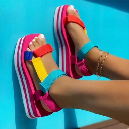 Big Size 35-43 Female Summer Sandals Multi Color Platform Sandals Rainbow Ins Sandals Women Fashion Shoes Woman Botas Mujer