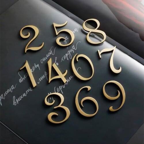 DIY Customized Door Number Plate Gold Brass Nordic Hotel House Home Apartment Floating Alphabet Digital Wall Decorate Hardware