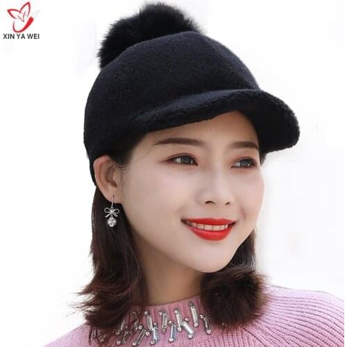 Woman sheared sheep fur hats knitted cap hats fur women winter beanies 2020 russian fashion cap for women casual hat