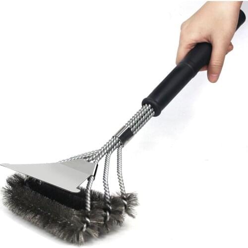 Barbecue Grill Brush Clean With Handle Stainless Steel Bristles Cleaning Brushes BBQ Tools BBQ Clean Tool Barbecue Gadgets
