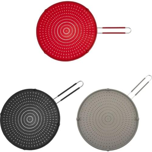 1Pc Silicone Splatter Screen Guard Heat Resistant Nonstick Oil Grease Pan Lid Cover Strainer Drain Board Frying Protection Pot