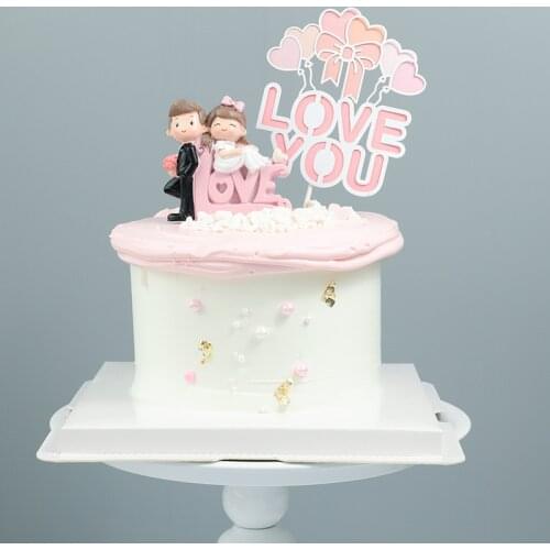 Lovely Couple Cartoon Characters Cake Topper Love Confession Dessert Baking Cake wedding Decoration For birthday Party Supplies
