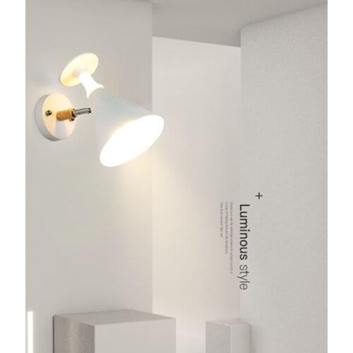 Nordic wall lamp bedroom lamp macaron simple modern bedside lamp personality creative lamps solid wood study hallway wall lamp