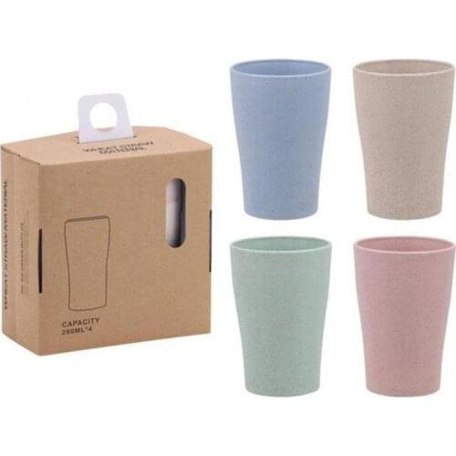 4Pcs Wheat Straw Water Cup Multi-Functional Coffee Glue Plastic Cup Kids Cups Reusable Environmentally Friendly Toothbrush Cup