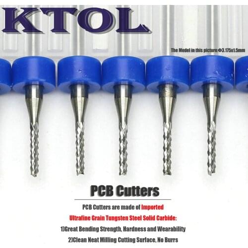 3.175*1.5mm 10pc/Set PCB End Milling Cutter Drill Bit,HIGH-Speed Cutting Tungsten Carbide End Mill PCB Bits for CNC/PCB Milling