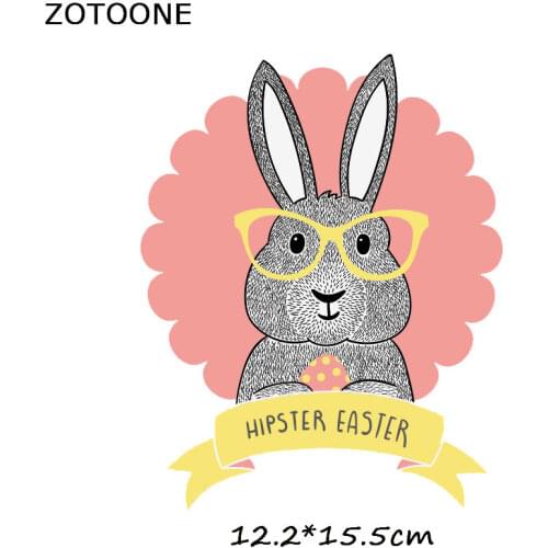 ZOTOONE Iron on Patches Happy Easter Clothes DIY T-shirt Applique Heat Transfer Vinyl Cartoon Cute Rabbit Eggs Patch Stickers G