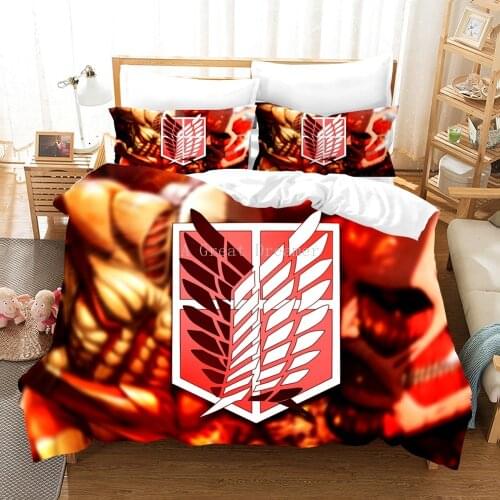 Janpan Attack On Titan Duvet Cover Catoon Anime Comforter Bedding Sets For Adults King Queen Size 3d Quilt Bed Set Bed Linens