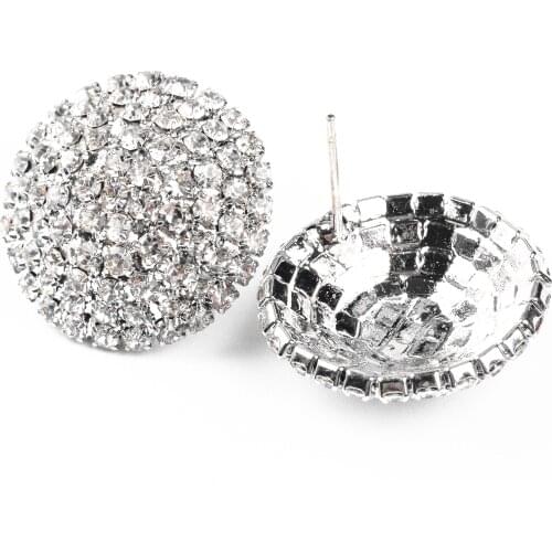 S925 Ladies Rhinestone Earrings, Hemispherical Jewelry, Fashion Simple Prevent Allergy Accessories CORUIXI E182369