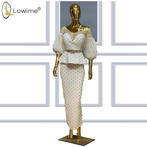 Off the Shoulder Mermaid Prom Dresses Ankle Length Beaded Abendkleider Robes Prom Party Gowns Vestido De Festa