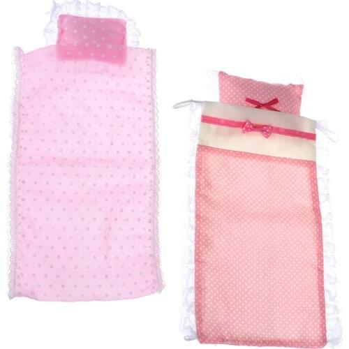 Dollhouse Single bedsheet with Pillows Doll House Bedroom Furniture Pretend Play Toy