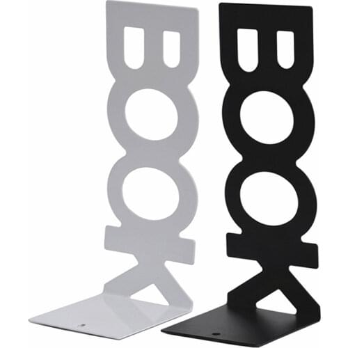 1 Pair BOOK Letter Bookends, Decorative Metal Bookends Holder Stand for Desktop Book Shelf, 208x75x85 mm, Black, White