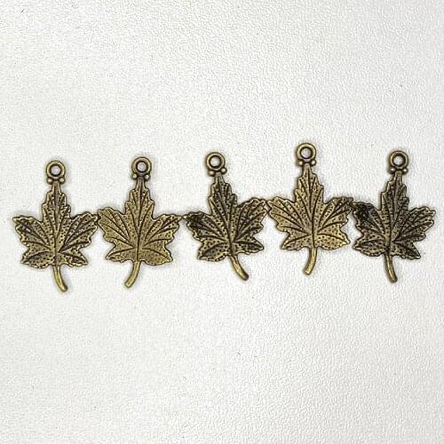 10PCS Two Color Metal Zinc Alloy Devil Maple Leaf Charms Fit Jewelry Leaf Pendant Diy Makings