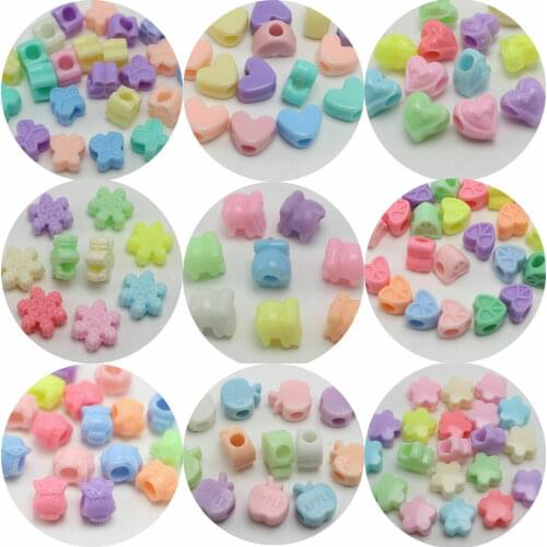 100 Mixed Pastel Color Acrylic Various Shape Pony Beads for Kids Kandi Craft