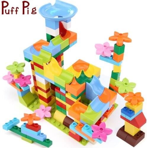 201Pcs Marble Race Run Building Block Big Size DIY Educational Toy Funnel Slide Brick Compatible Duplo Blocks Children Gift