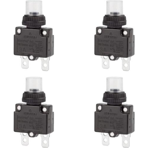 3Amp Circuit Breakers Thermal Switch Protector88Series ManualPush ButtonReset withQuickConnectTerminals and WaterproofButtonCap