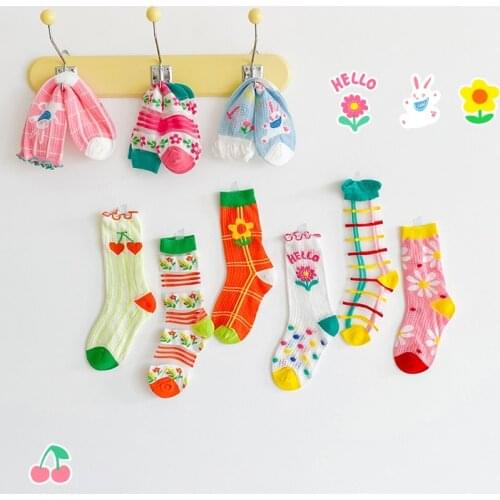 3 Pairs/lot Baby Socks Summer Girls Mesh Breathable Cute Boys Toddler Socks with print Newborn Accessories Tube kawaii socks
