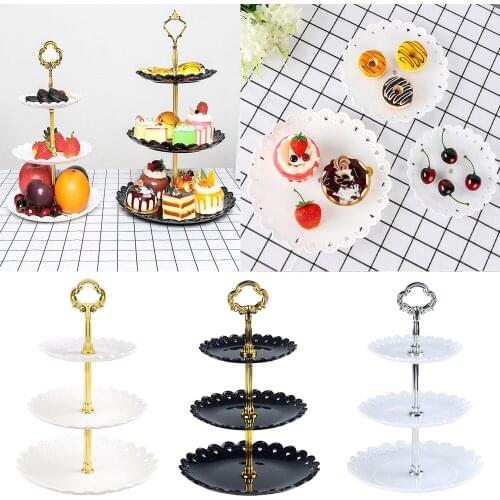 3 Tier Cake Stand Afternoon Tea Wedding Plates Party Tableware New Bakeware Plastic Cake Tray Display Rack Cake Decorating Tools