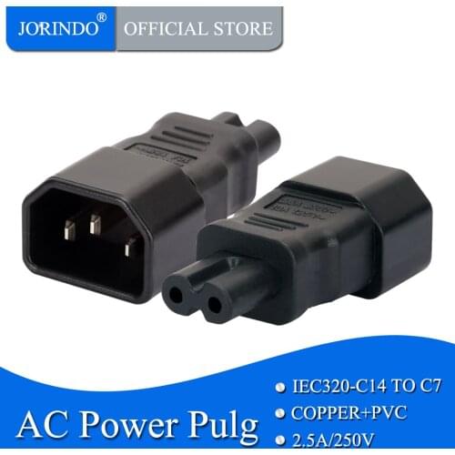 JORINDO IEC 320 C14 to C7 adapter IEC C7 to C14 AC adapter Kettle 3-Pin C14 Male To C7 Female Power Converter Plug Socket