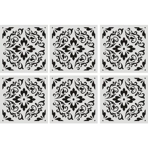 Promotion! 6PCS DIY Painting 30X30cm Vintage Flower Pattern Stencils Template for Tile Wall Floor Furniture Painting Decorative
