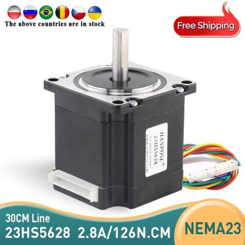 Free shipping 23HS5628 4-lead Nema23 Stepper Motor 2.8A 126N.CM 57 Series motor for ISO CNC Laser Grind Foam Plasma Cut