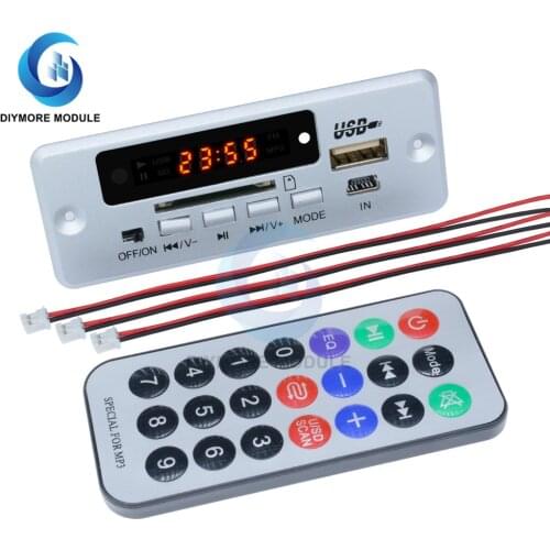 Bluetooth MP3 Decoding Board 5V 3W+3W SD Card Slot USB FM Radio Remote Control Screen Display Lossless Decoder For Car Speaker