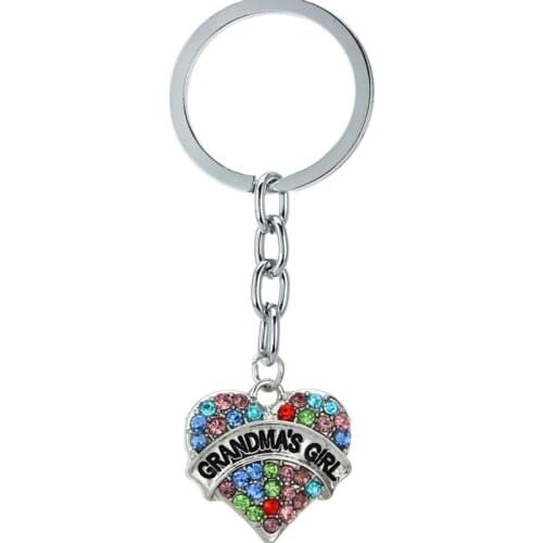 Love Heart Muticolor Family Mommy Dad Nanny Grandma Charm Women Men Keychain Mother Father Grandmother Gifts