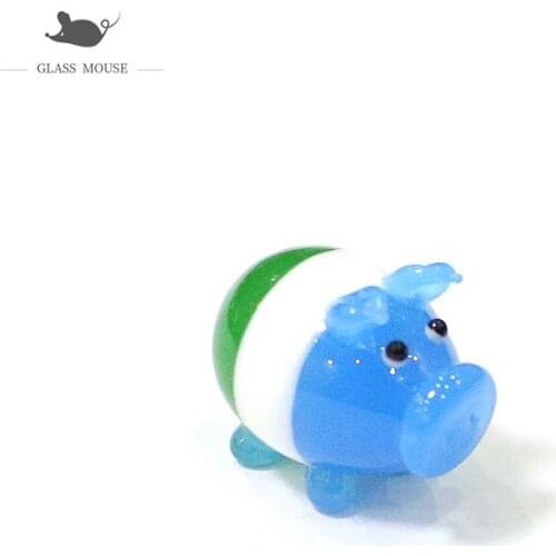 Handmade Colorful Miniature Glass Pig Art Figurine Gift For Kids Christmas Home Decor Accessories Cute Pet Craft Animal Ornament
