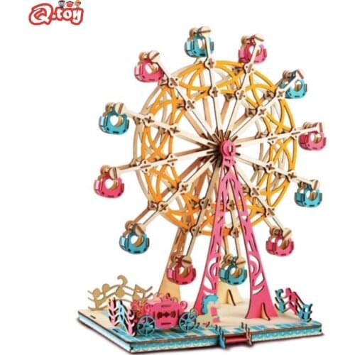 3D Wooden Puzzle Mechanical Game Assembly DIY Handmade model Christmas Ferris wheel Wood Kits Desk Decoration Children Kids Gift